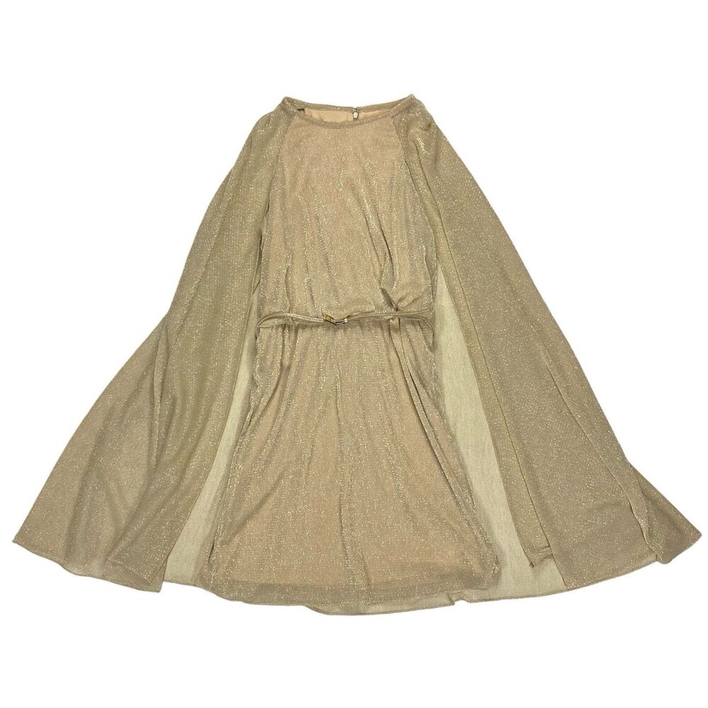 Gold Sheer Cape Sparkle Dress - Women - Picture 2 of 16